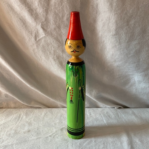 Other - Vintage Hand Painted Wooden Spindle Doll